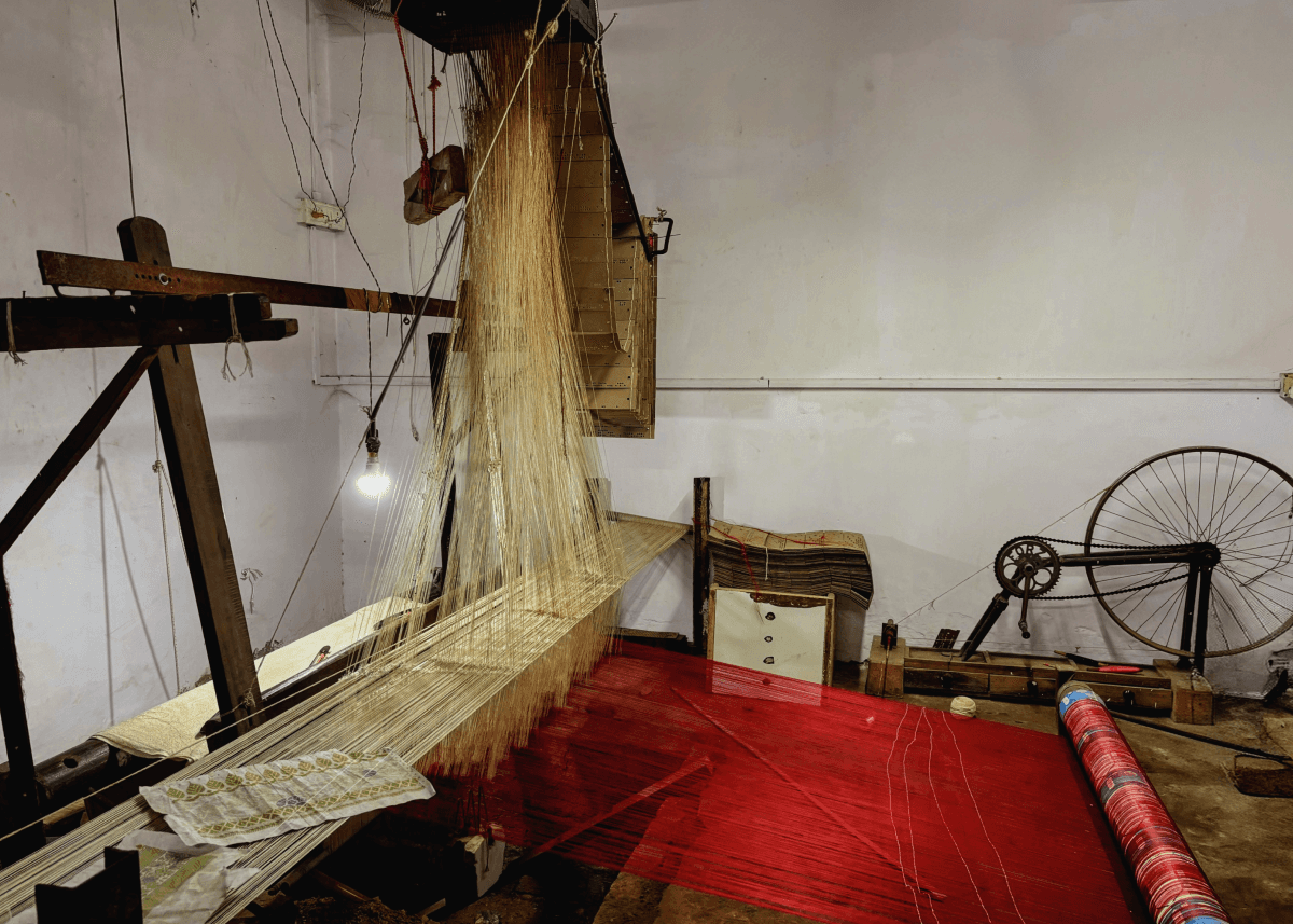 The jacquard loom and a spinning wheel