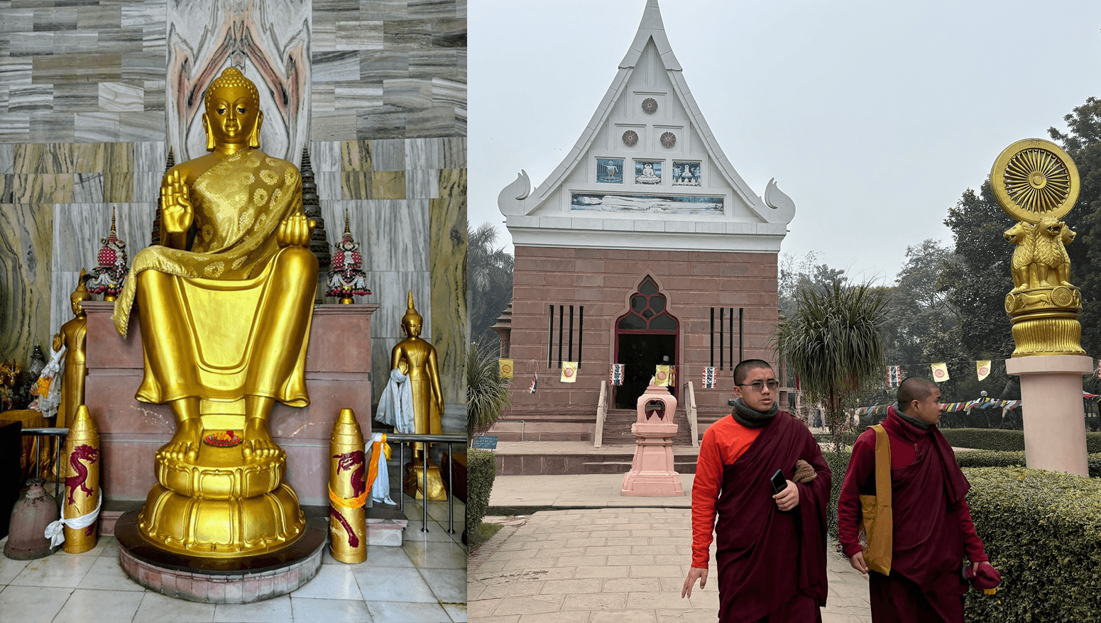Buddha in Abhaya Mudra in the Sarnath’s Thai temple