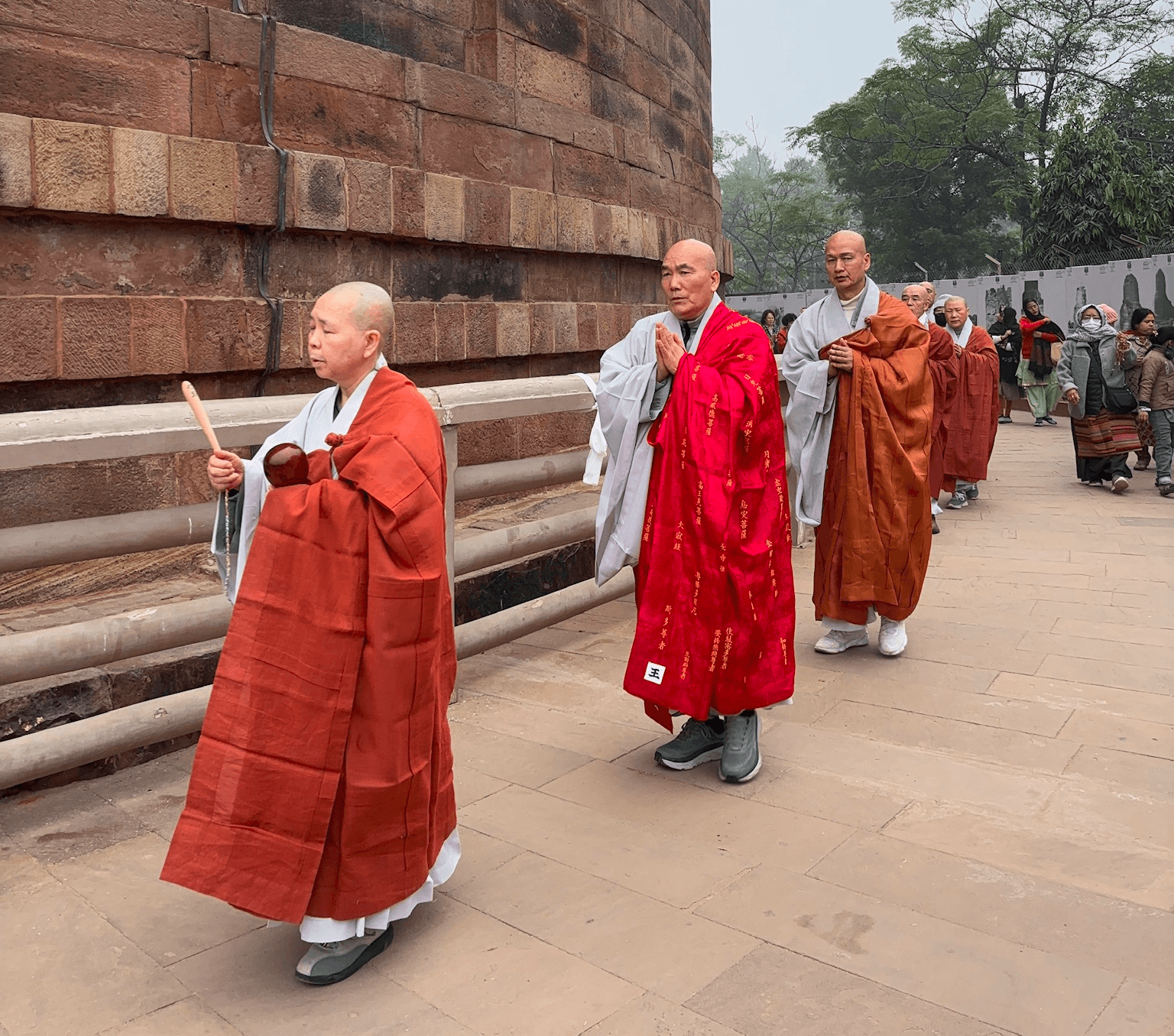 Japanese monks circumambulating (parikrama)