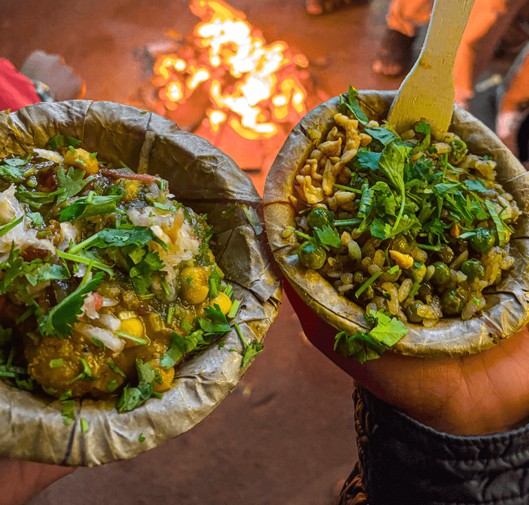 Winter special Chura matar (left) and Aloo tikki chaat (right)