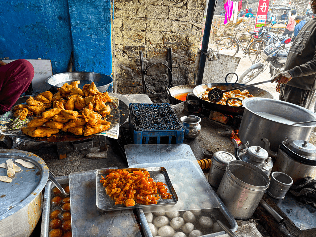 Roadside snack stalls in Varanasi