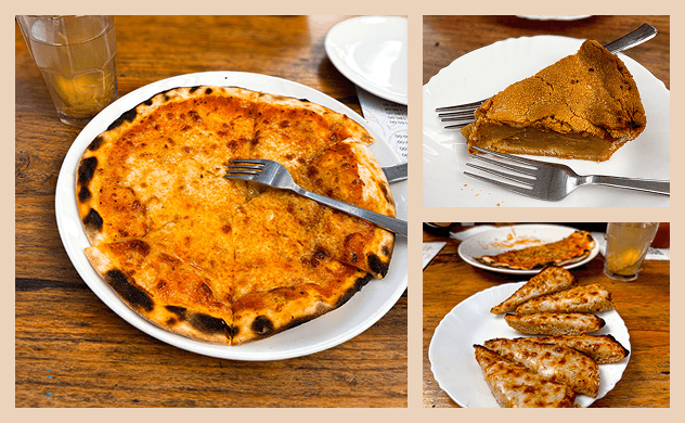 Foods at Pizzeria Vaatika Café at Varanasi